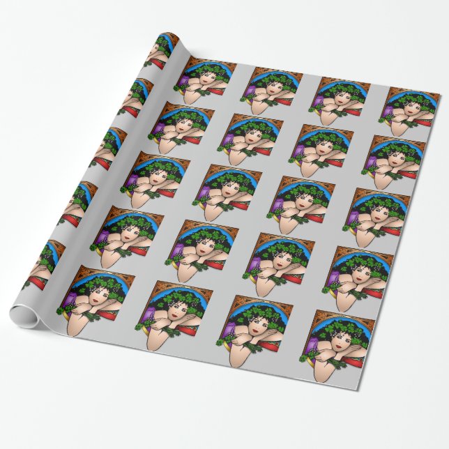 Irish Goddess Kleeblatts St Patrick's Day Geschenk Geschenkpapier (Ungerollt)