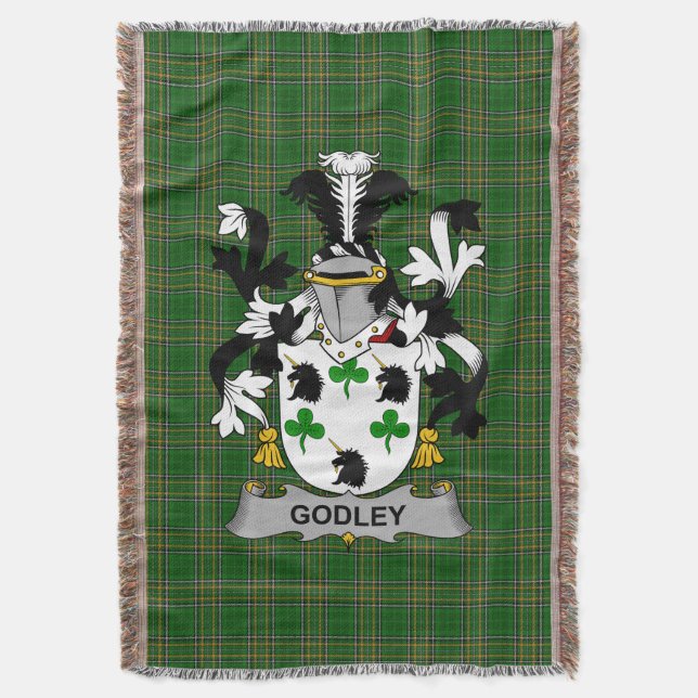 Irish Godley Coat of Arms Familienwappen Irland Decke (Vorderseite Vertikal)