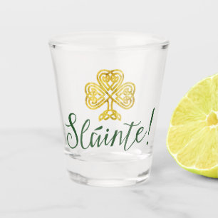 Irish Gold Kleeblatt   Sklainte! Schnapsglas