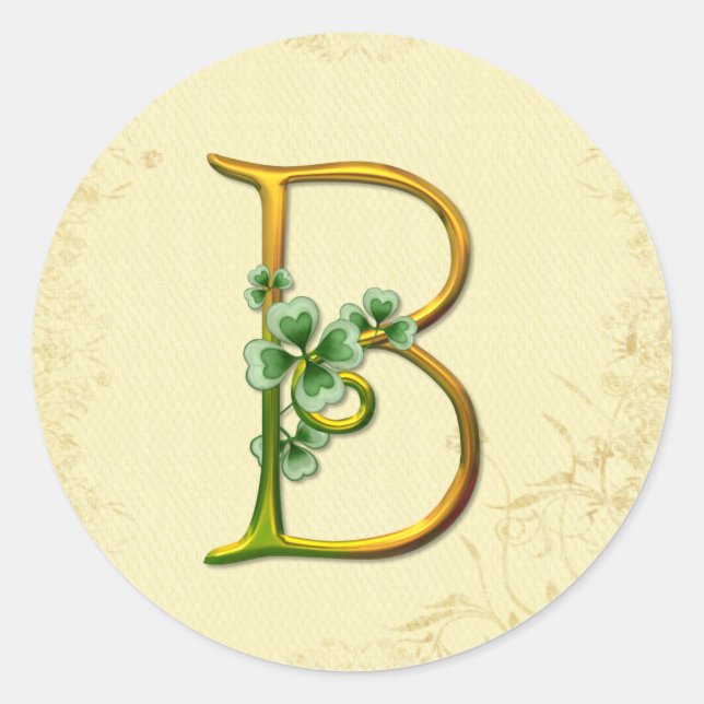 Irish Gold Monogram B Runder Aufkleber (Vorderseite)
