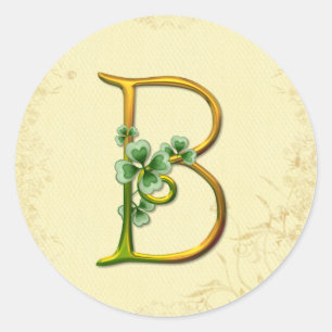 Irish Gold Monogram B Runder Aufkleber