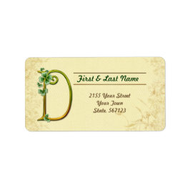 Irish Gold Monogram D Label Adressaufkleber