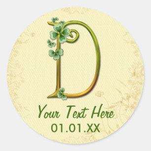 Irish Gold Monogram D Runder Aufkleber