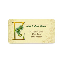 Irish Gold Monogram E Label Adressaufkleber