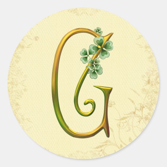 Irish Gold Monogram G Runder Aufkleber (Vorderseite)