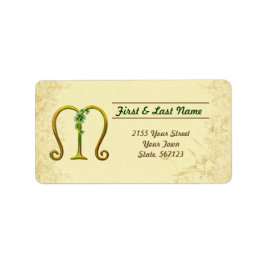 Irish Gold Monogram M Label Adressaufkleber