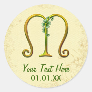 Irish Gold Monogram M Runder Aufkleber