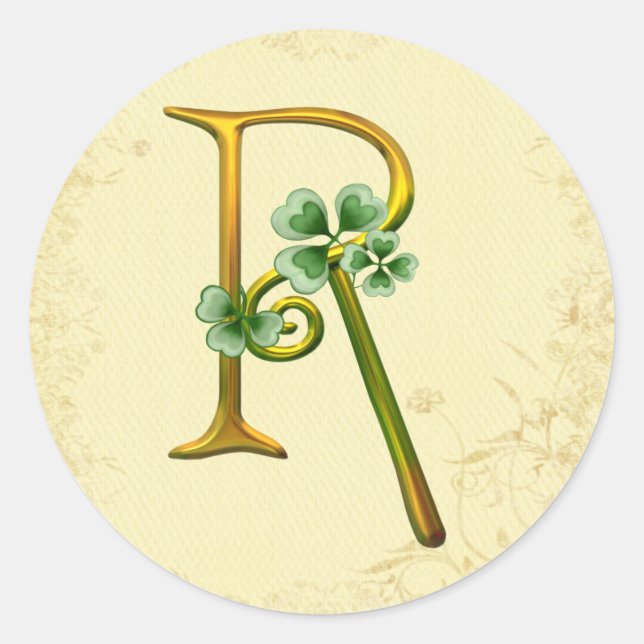 Irish Gold Monogram R Runder Aufkleber (Vorderseite)