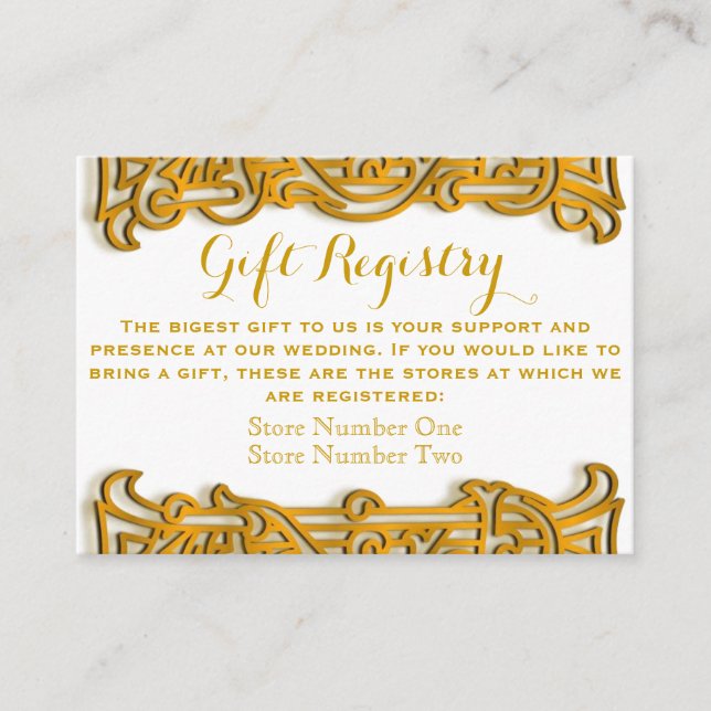 Irish Gold Monogram Wedding Gift Registry Card Begleitkarte (Vorderseite)