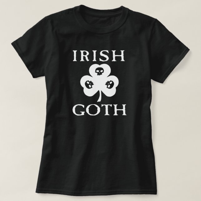 Irish Goth Kleeblatt Skulls T-Shirt (Design vorne)