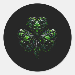 Irish Gothic Kleeblatt Skull St Patricks Day Goth  Runder Aufkleber