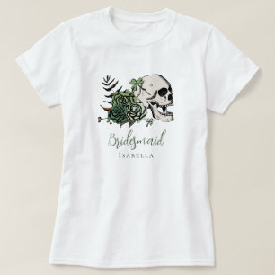 Irish-Gotischer Grüner Totenkopf & Rosen Brautjung T-Shirt