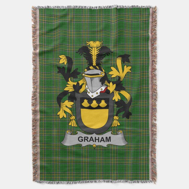 Irish Graham oder Grahan Coat of Arms Familienwapp Decke (Vorderseite Vertikal)