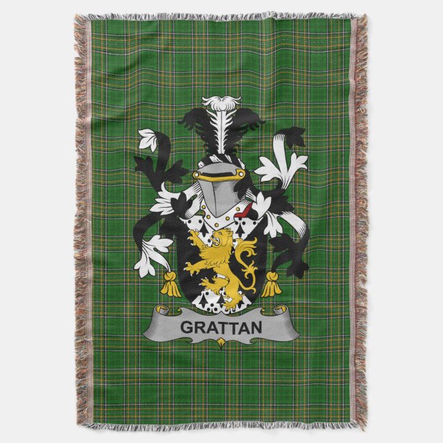 Irish Grattan oder McGrattan Coat of Arms Family C Decke (Vorderseite Vertikal)