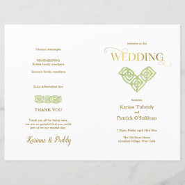 Irish Green Celtic Knot & Gold Hochzeitsprogramm