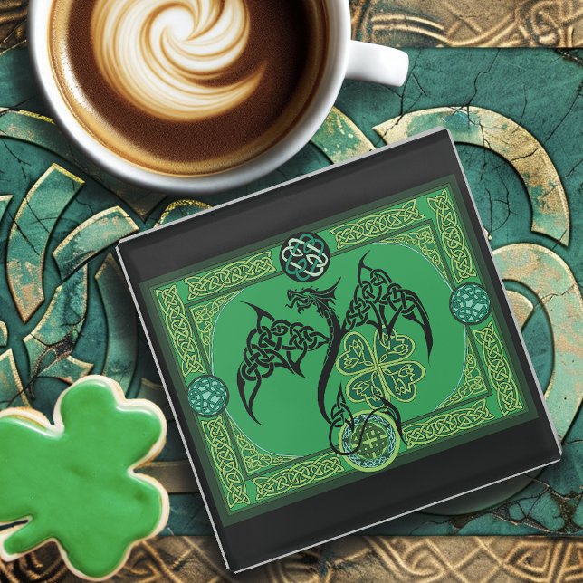 Irish Green Dragon Celtic Glasuntersetzer (Von Creator hochgeladen)