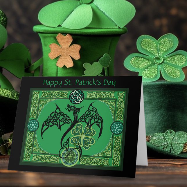 Irish Green Dragon Celtic Karte (Von Creator hochgeladen)