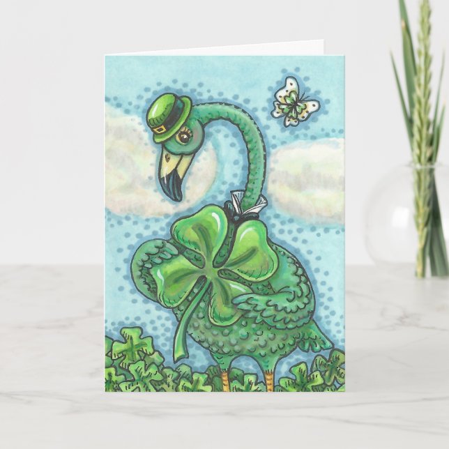Irish Green Flamingo ST. PATRICK'S DAY CARD Verse Karte (Vorderseite)