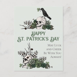 Irish Green Floral Skulls Happy St. Patrick's Day Postkarte