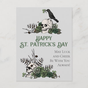 Irish Green Floral Skulls Happy St. Patrick's Day Postkarte