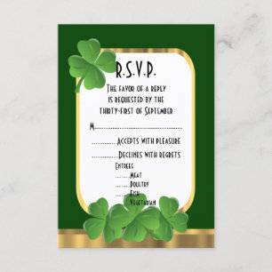 Irish Green, gold Kleeblatt wedding R.S.V.P RSVP Karte