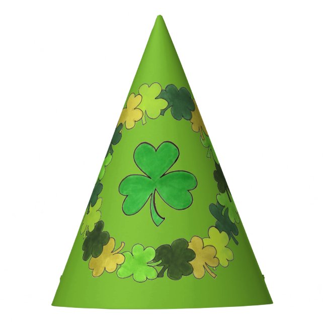 Irish Green Kleeblatt Clover St. Patrick's Day Partyhütchen (Vorderseite)