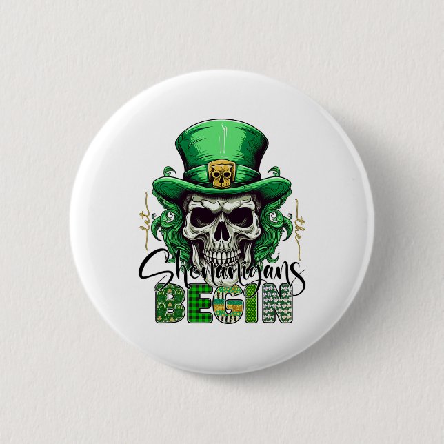 Irish Green Lass Uns Den Schlamassel Beginnen Retr Button (Vorderseite)