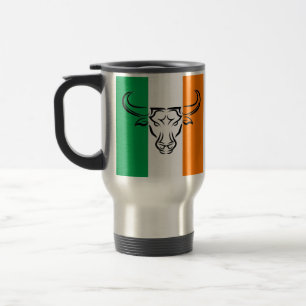 IRISH Green Orange mit Coolem BULL / TAURUS Zodiac Reisebecher