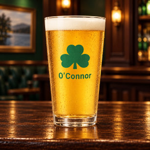 Irish Green Shamrock Benutzerdefinierter Familienn Glas