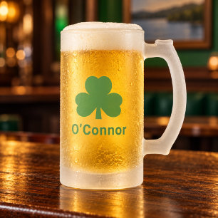 Irish Green Shamrock Benutzername Nachname Mattglas Bierglas