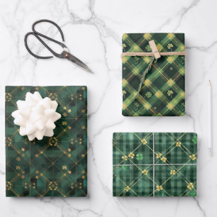 Irish Green St Patrick Tartan Kariertes Set 1 Geschenkpapier Set