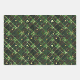 Irish Green St Patrick Tartan Kariertes Set 3 Geschenkpapier Set