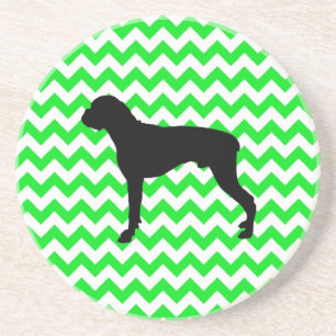 Irish Green Zickzack mit Boxer Silhouette Getränkeuntersetzer