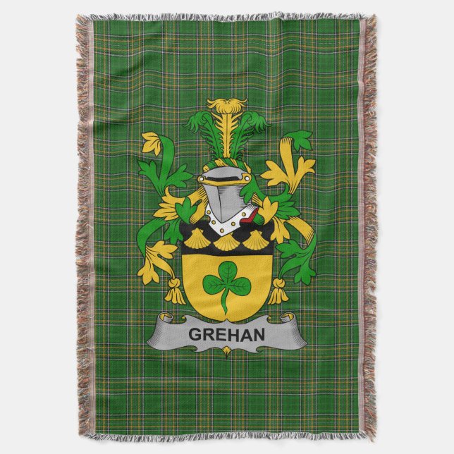 Irish Grehan oder O_Greaghan Coat of Arms Family C Decke (Vorderseite Vertikal)