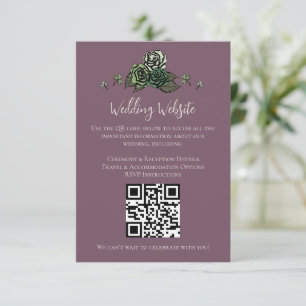 Irish Grüne Florale Totenkopf-Hochzeitswebsite QR- Begleitkarte