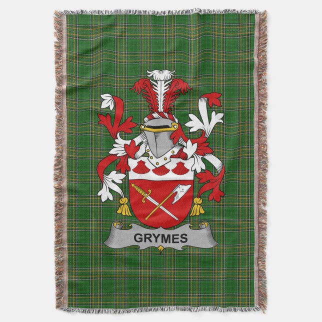 Irish Grymes Coat of Arms Familienwappen Irland Decke (Vorderseite Vertikal)