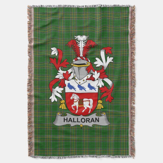 Irish Halloran oder O_Halloran Coat of Arms Family Decke (Vorderseite Vertikal)
