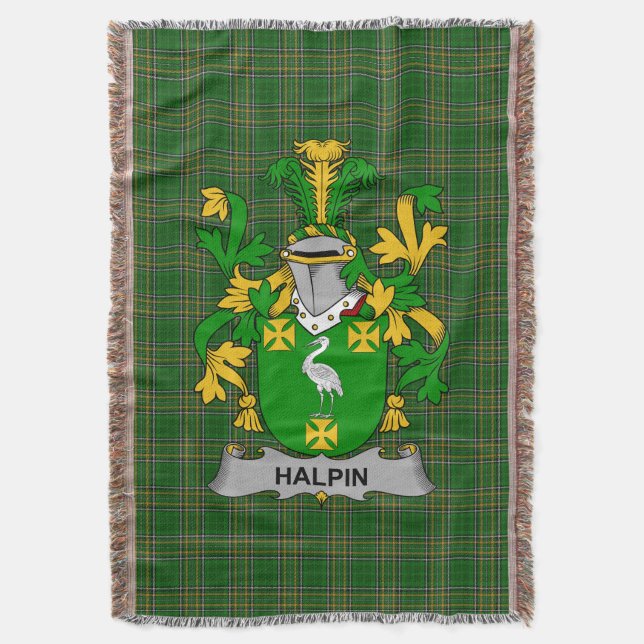 Irish Halpin oder O_Halpin Coat of Arms Family Cre Decke (Vorderseite Vertikal)