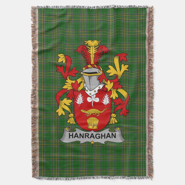 Irish Hanraghan oder O_Hanraghan Coat of Arms Fami Decke (Vorderseite Vertikal)