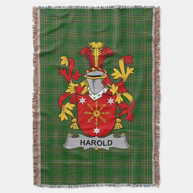 Irish Harold oder Harrell Coat of Arms Familienwap Decke (Vorderseite Vertikal)