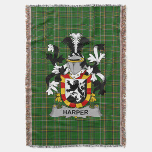 Irish Harper Coat of Arms Familienwappen Irland Decke