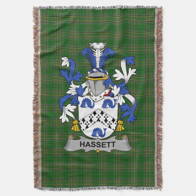 Irish Hassett oder Hasset Coat of Arms Familienwap Decke (Vorderseite Vertikal)