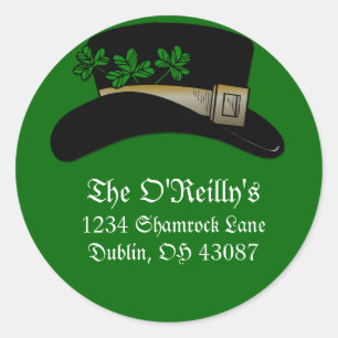 Irish Hat Address Labels Runder Aufkleber
