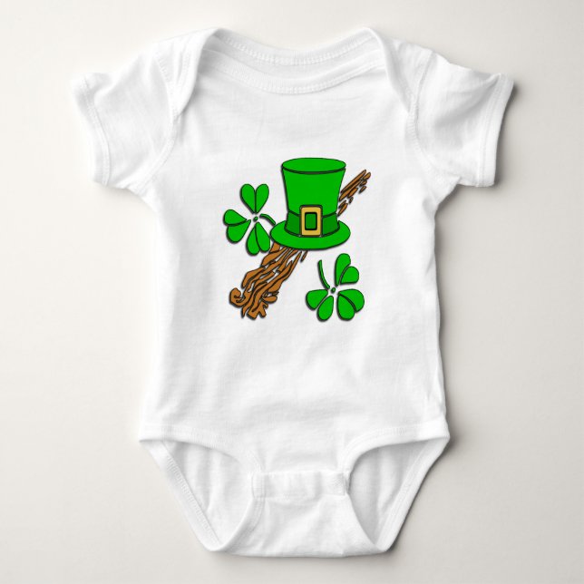 Irish Hat und Kleeblatt Baby Strampler (Vorderseite)