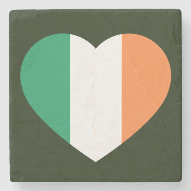 Irish Heartflag Küstenlinie Steinuntersetzer (Vorderseite)