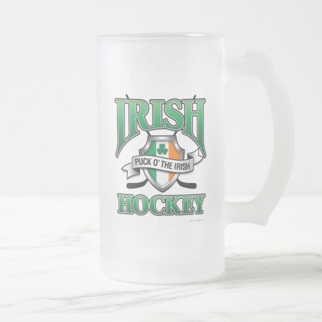 Irish Hockey Frosted Glass Beer Mug (Droit)