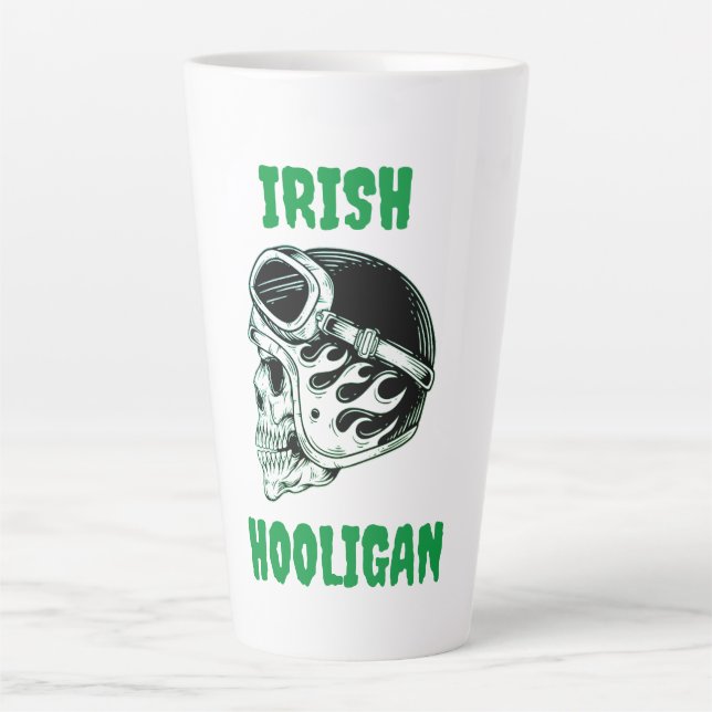 Irish Hooligan Biker Latte Tasse (Vorderseite)