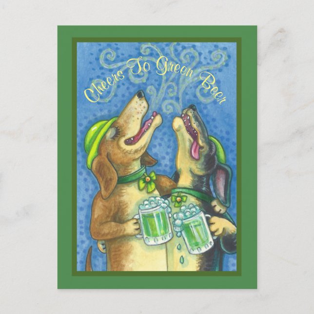 IRISH HOUND HUNGS, ST. PATRICK'S DAY BIER POSTCARD POSTKARTE (Vorderseite)
