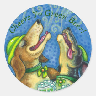IRISH HOUND HUNGS, ST. PATRICK'S DAY GREEN BIER RUNDER AUFKLEBER