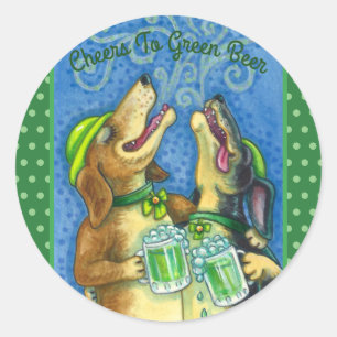 IRISH HOUND HUNGS, ST. PATRICK'S DAY GREEN BIER RUNDER AUFKLEBER